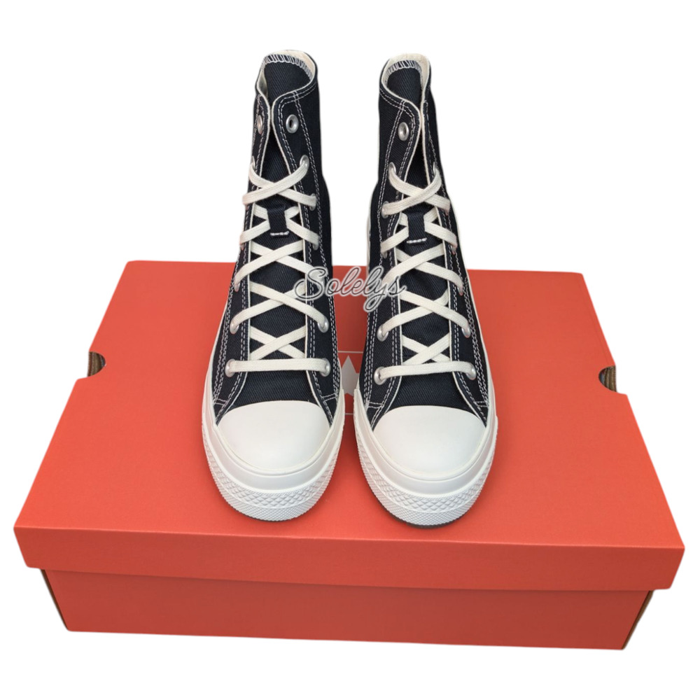 Converse Chuck 70 De Luxe Heel Platform Black Egret Sneaker Boot Womens 10.5 NEW